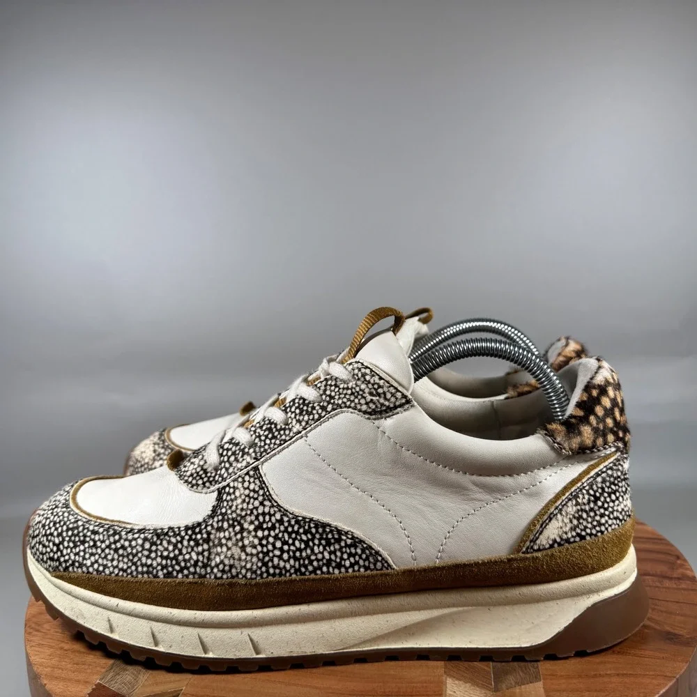 Madewell MWL Court‎ Sneakers White Animal Print Calf Hair Womens 11 Mens 9.5